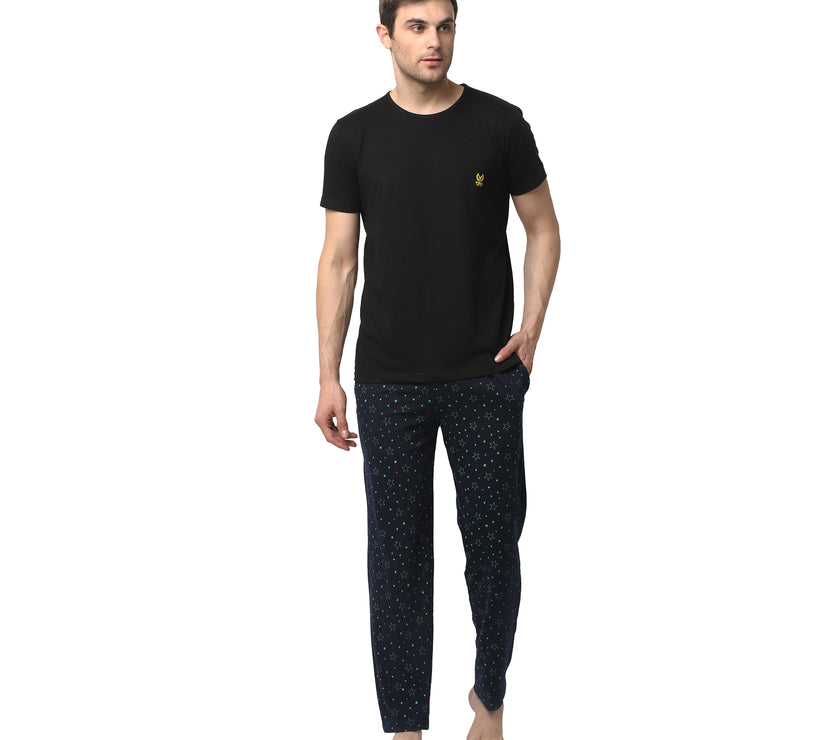 Mack Jonney Black Dark Blue Night Suit For Men's