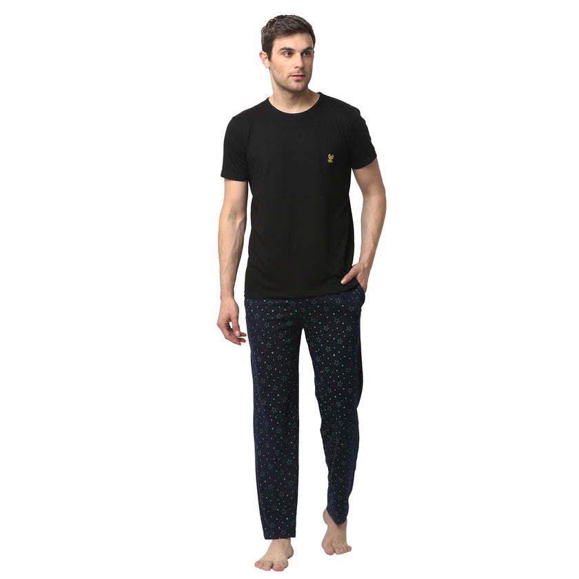 Mack Jonney Black Dark Blue Night Suit For Men's