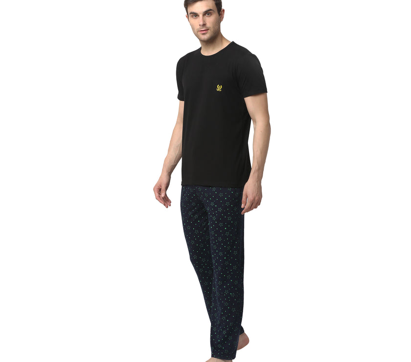 Mack Jonney Black Dark Blue Night Suit For Men's