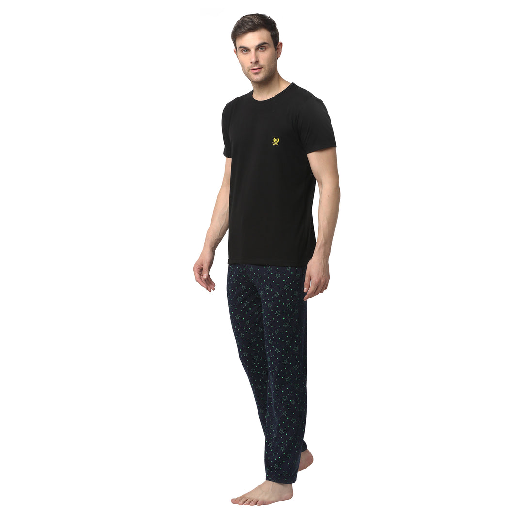 Mack Jonney Black Dark Blue Night Suit For Men's