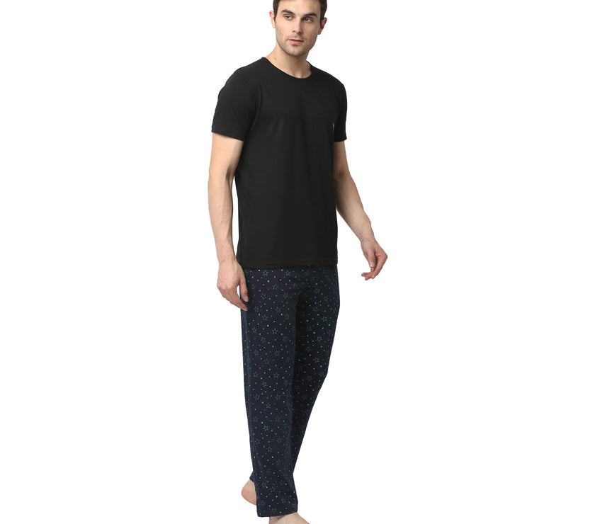 Mack Jonney Black Dark Blue Night Suit For Men's