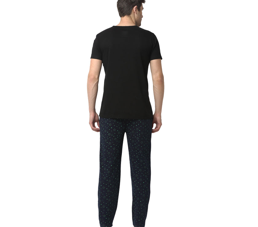 Mack Jonney Black Dark Blue Night Suit For Men's