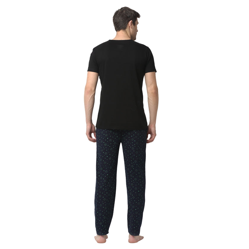 Mack Jonney Black Dark Blue Night Suit For Men's