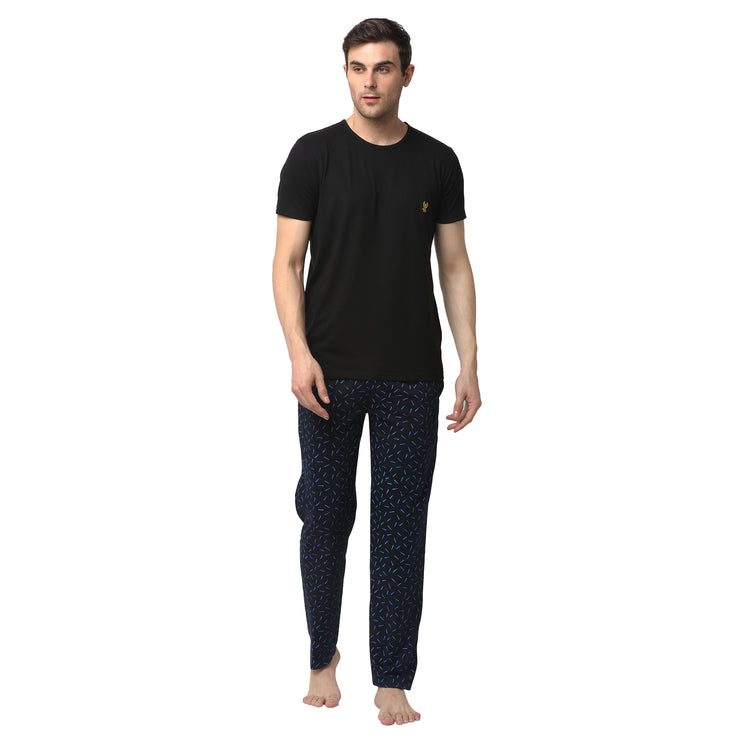 Mack Jonney Black Dark Blue Night Suit For Men's