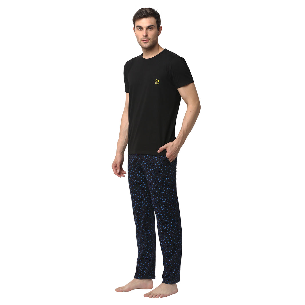 Mack Jonney Black Dark Blue Night Suit For Men's