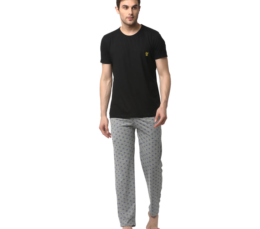 Mack Jonney Black Silver Night Suit For Men's