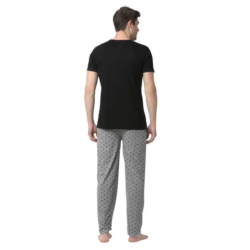 Mack Jonney Black Silver Night Suit For Men's