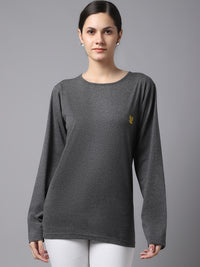Mack Jonney Cotton Anthracite FullSleeve T-Shirt For Women