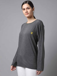 Mack Jonney Cotton Anthracite FullSleeve T-Shirt For Women