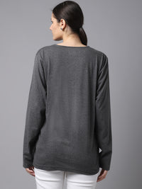 Mack Jonney Cotton Anthracite FullSleeve T-Shirt For Women
