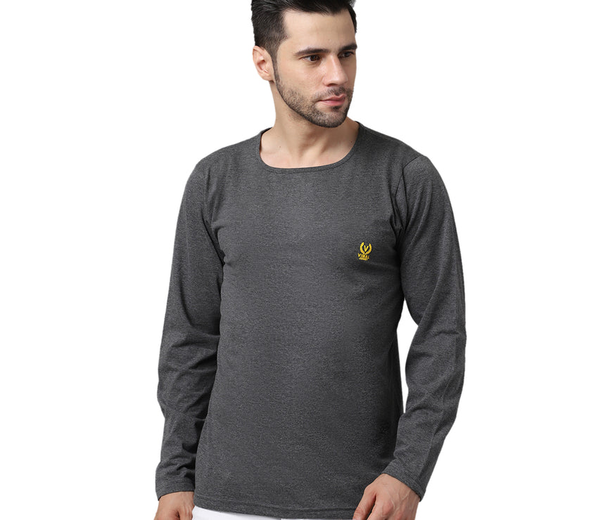 Mack Jonney Cotton Anthracite FullSleeve T-Shirt For Men