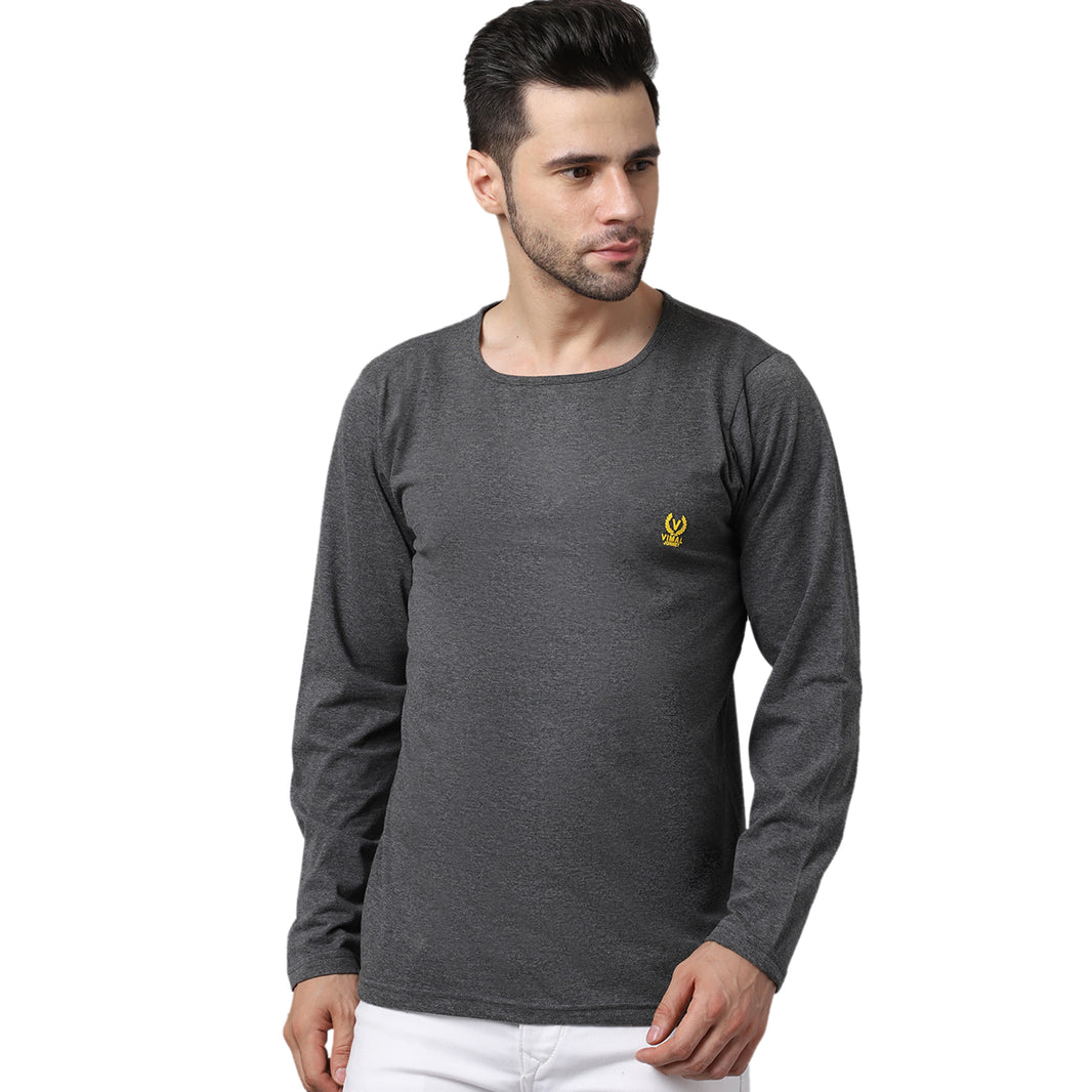 Mack Jonney Cotton Anthracite FullSleeve T-Shirt For Men