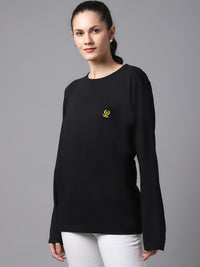Mack Jonney Cotton Black FullSleeve T-Shirt For Women