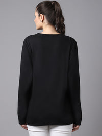Mack Jonney Cotton Black FullSleeve T-Shirt For Women