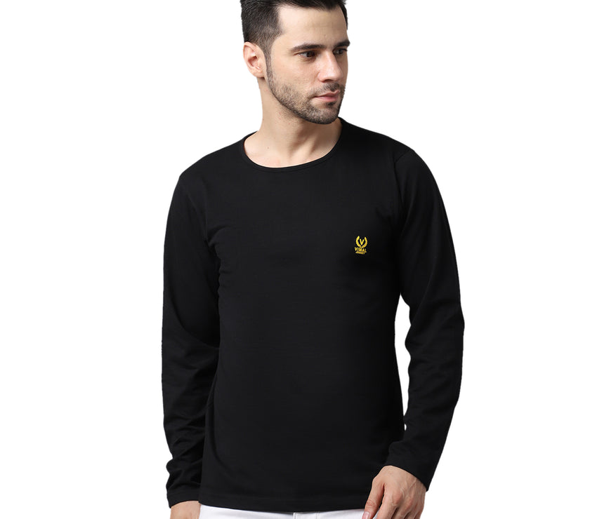 Mack Jonney Cotton Black FullSleeve T-Shirt For Men