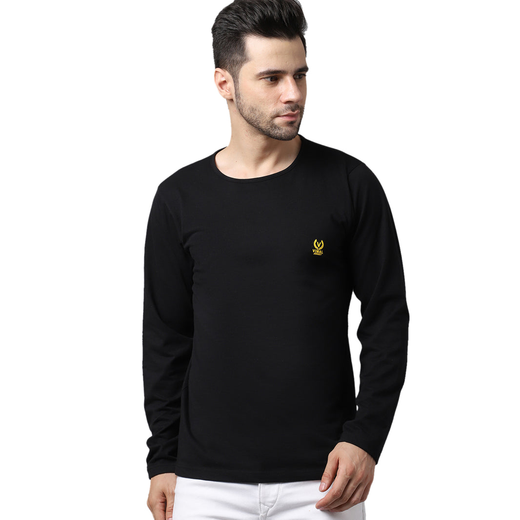 Mack Jonney Cotton Black FullSleeve T-Shirt For Men