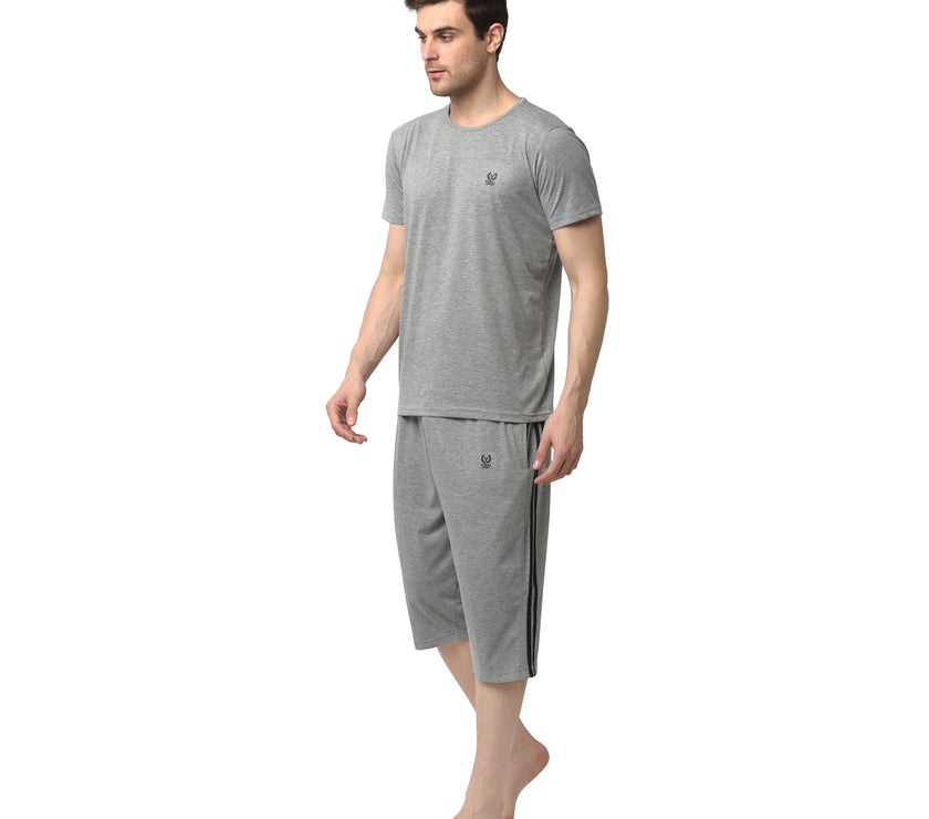 Mack Jonney Silver Silver Night Suit For Men's