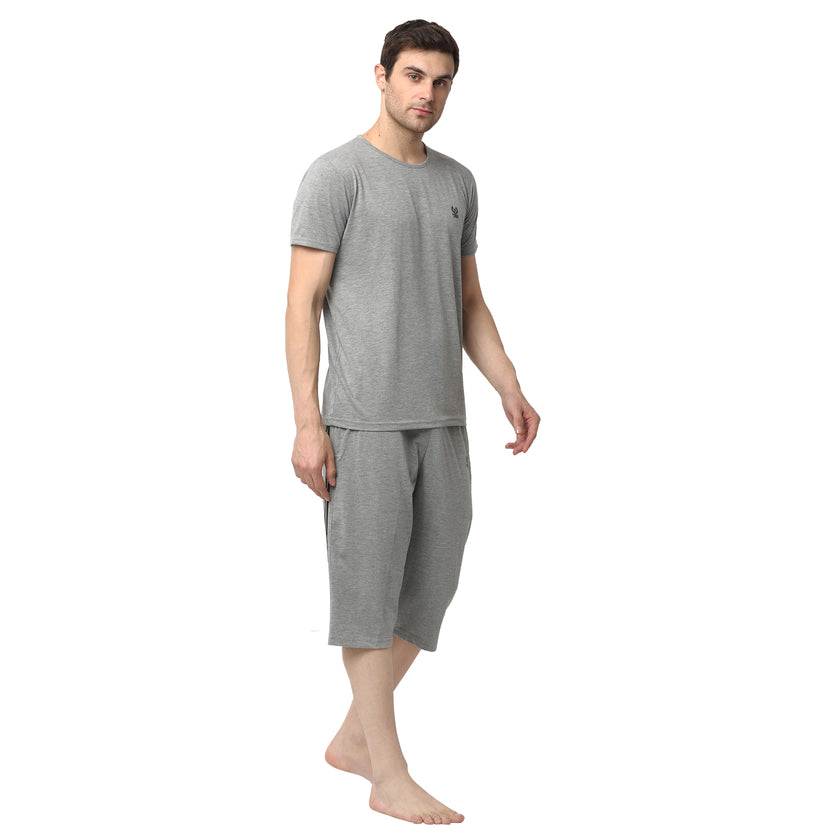 Mack Jonney Silver Silver Night Suit For Men's