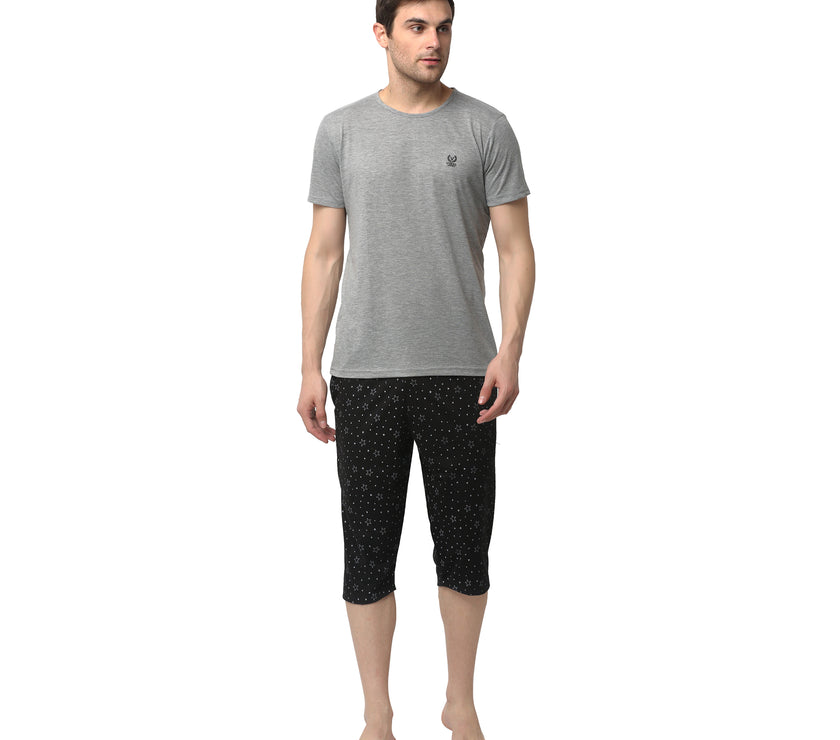 Mack Jonney Black Silver Night Suit For Men's