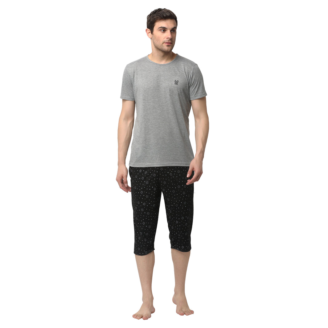 Mack Jonney Black Silver Night Suit For Men's
