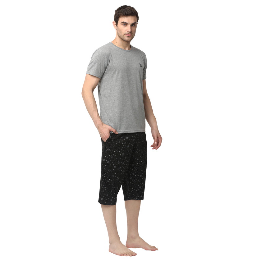 Mack Jonney Black Silver Night Suit For Men's