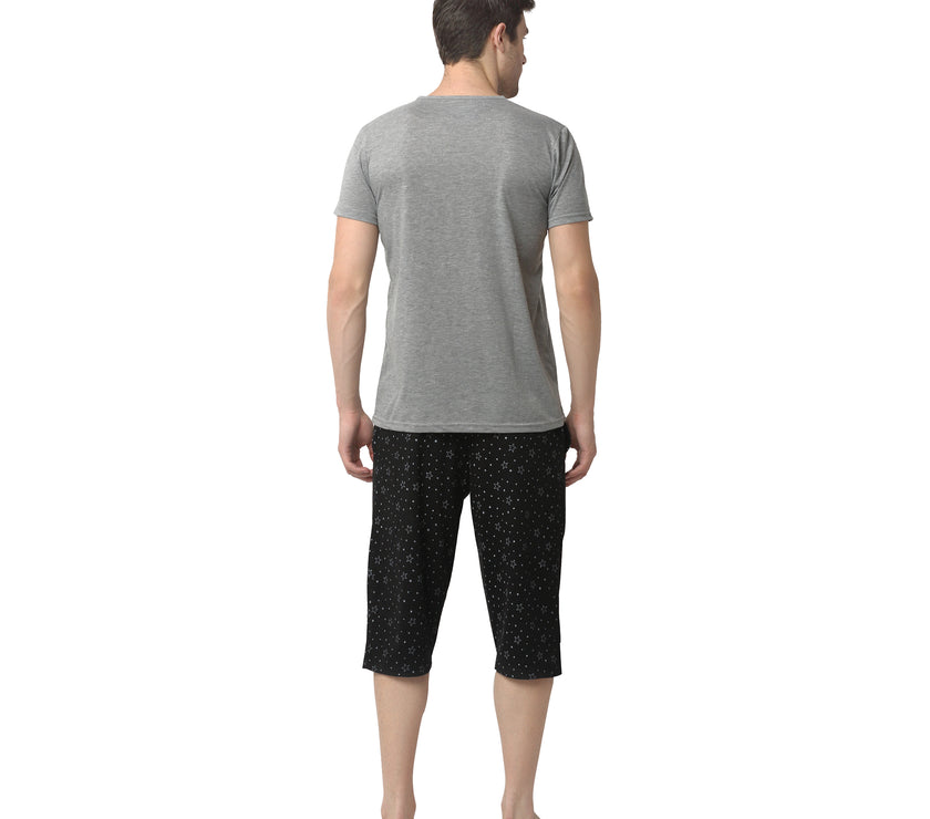Mack Jonney Black Silver Night Suit For Men's