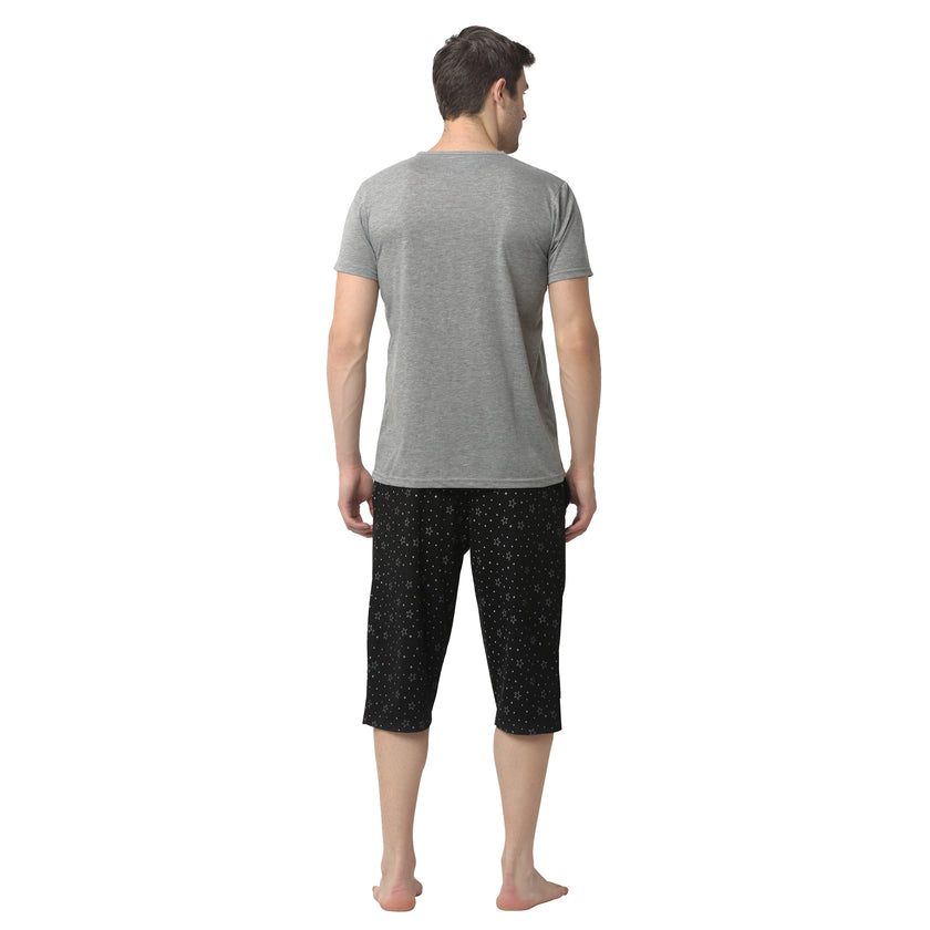 Mack Jonney Black Silver Night Suit For Men's