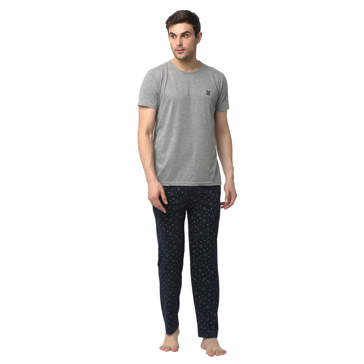 Mack Jonney Silver Dark Blue Night Suit For Men's