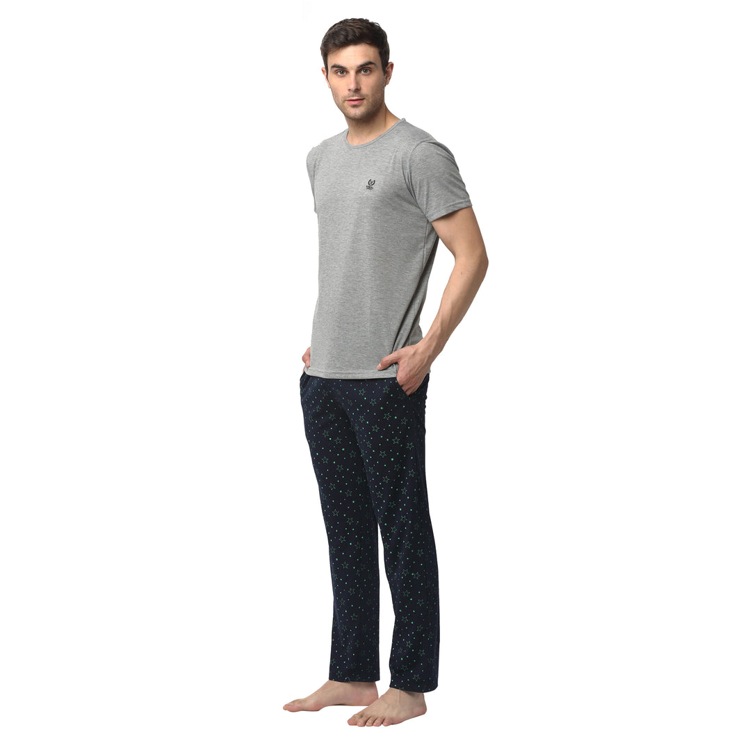 Mack Jonney Silver Dark Blue Night Suit For Men's