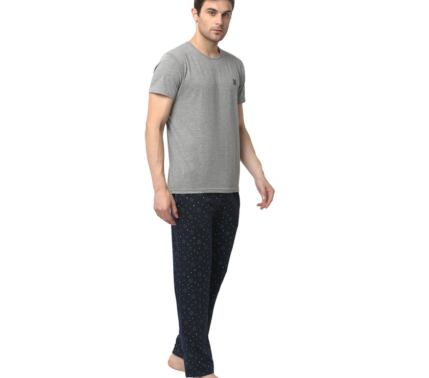 Mack Jonney Silver Dark Blue Night Suit For Men's