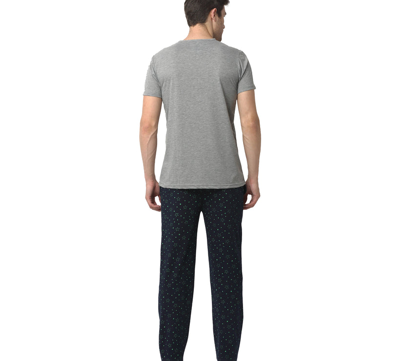 Mack Jonney Silver Dark Blue Night Suit For Men's