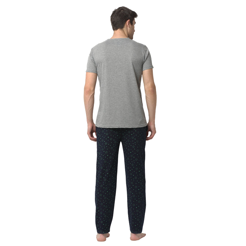 Mack Jonney Silver Dark Blue Night Suit For Men's