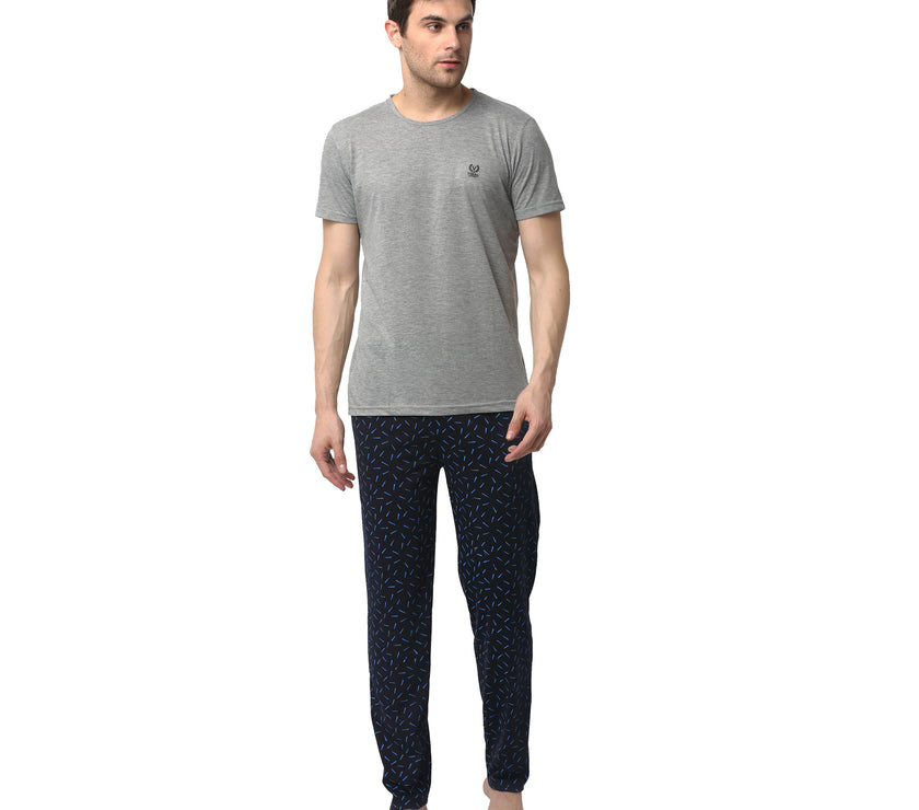 Mack Jonney Silver Dark Blue Night Suit For Men's