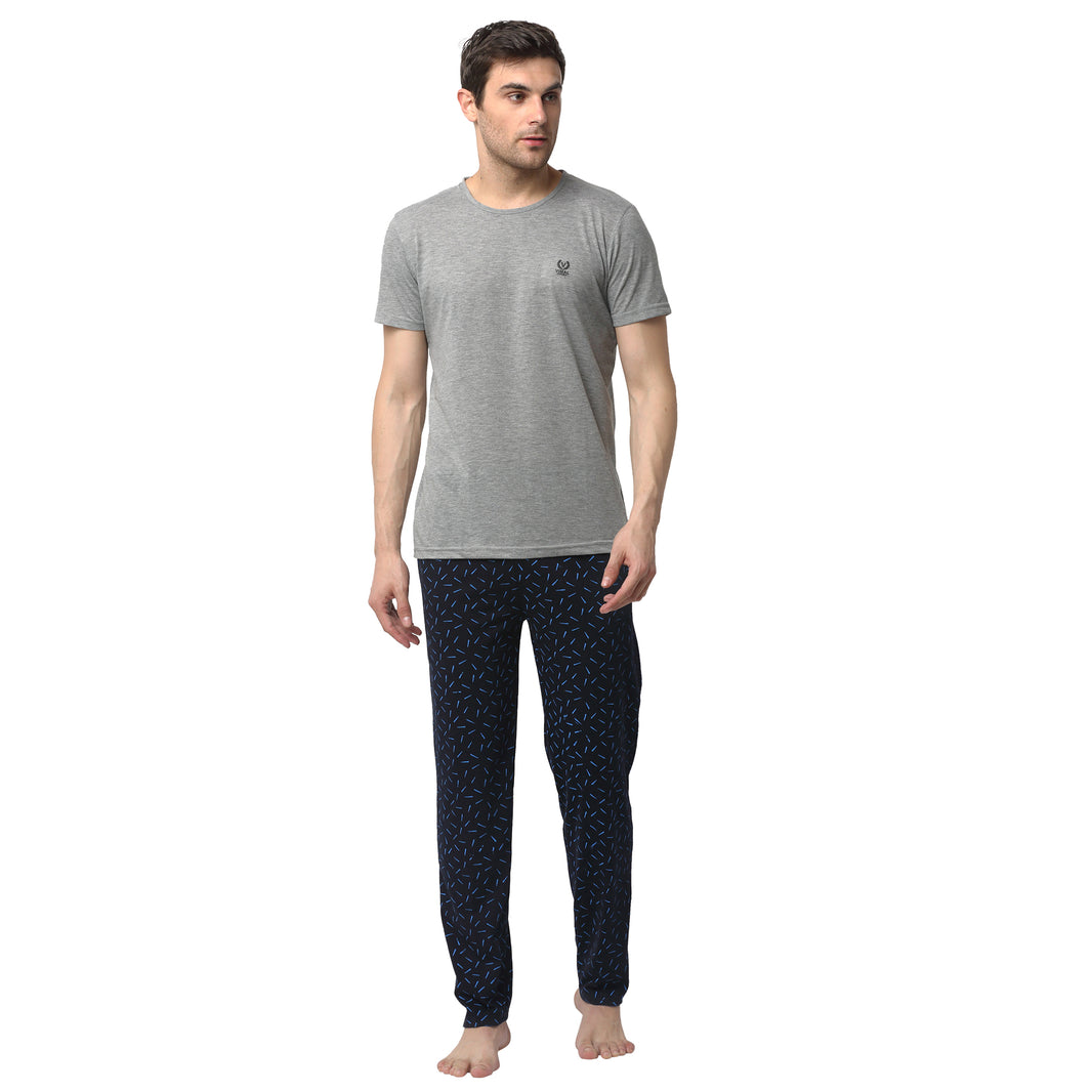 Mack Jonney Silver Dark Blue Night Suit For Men's