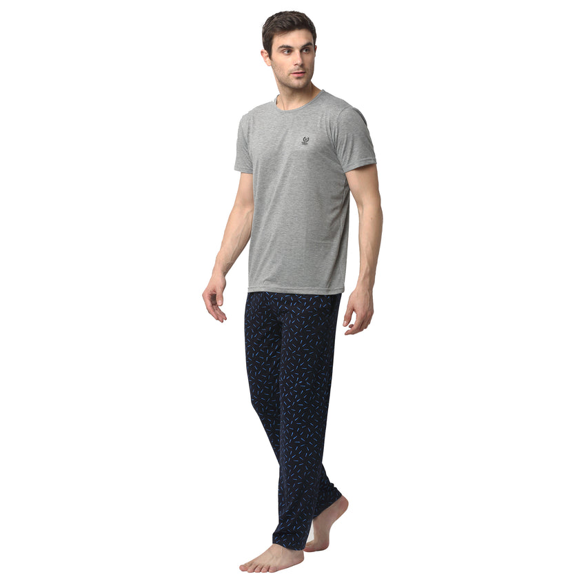 Mack Jonney Silver Dark Blue Night Suit For Men's