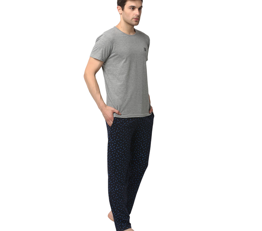 Mack Jonney Silver Dark Blue Night Suit For Men's