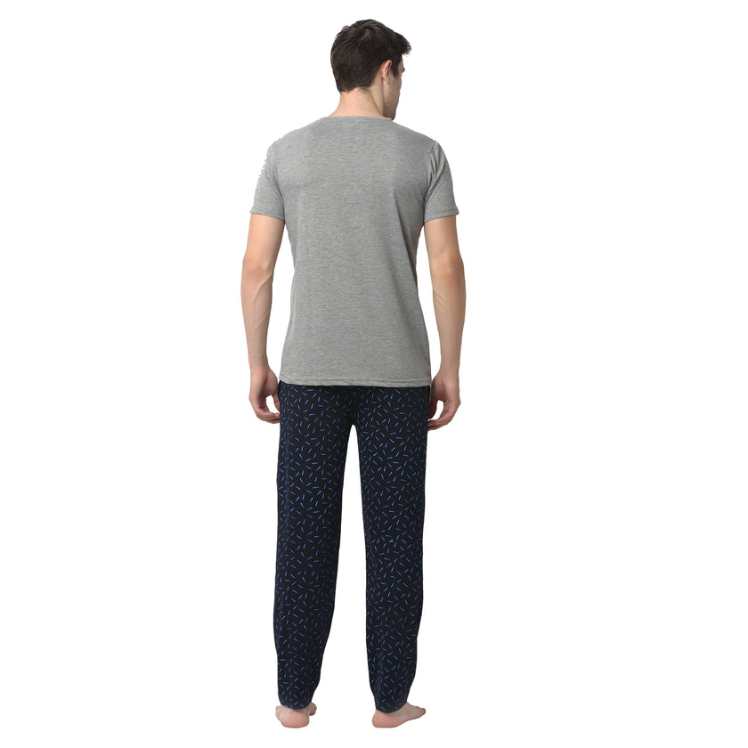 Mack Jonney Silver Dark Blue Night Suit For Men's