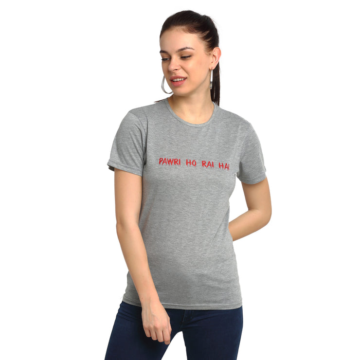 Mack Jonney Silver Half Sleeve T-shirt For Women's