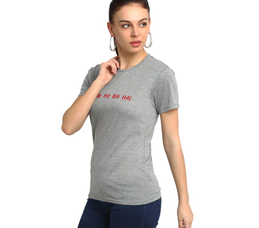 Mack Jonney Silver Half Sleeve T-shirt For Women's