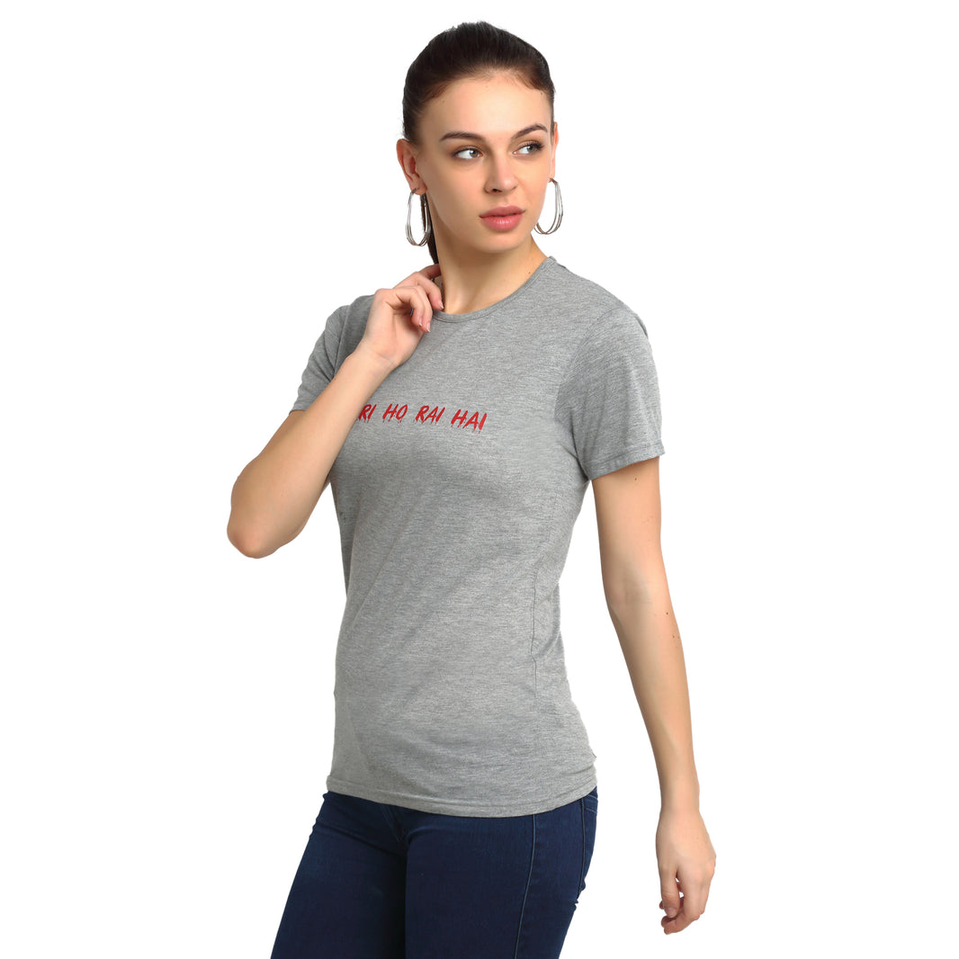 Mack Jonney Silver Half Sleeve T-shirt For Women's