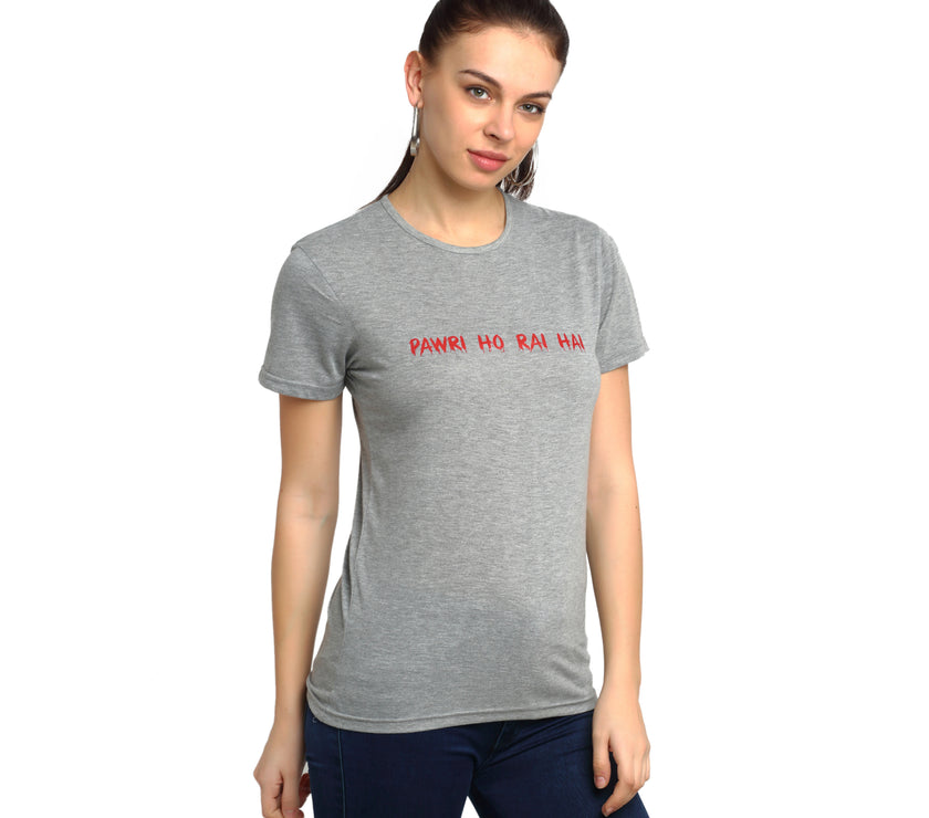Mack Jonney Silver Half Sleeve T-shirt For Women's