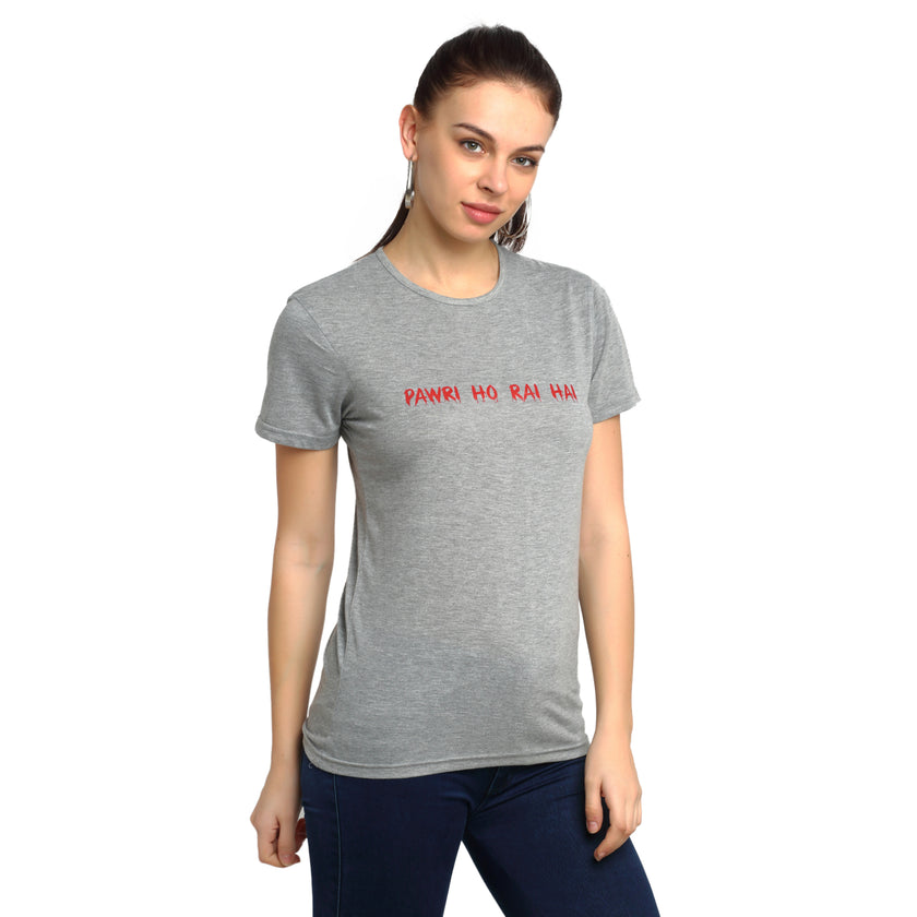 Mack Jonney Silver Half Sleeve T-shirt For Women's