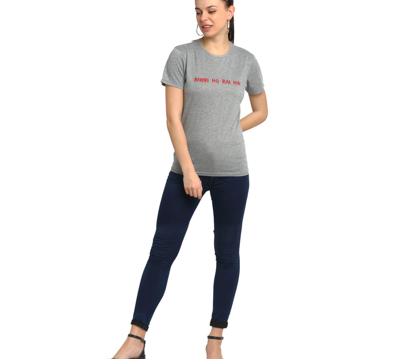 Mack Jonney Silver Half Sleeve T-shirt For Women's