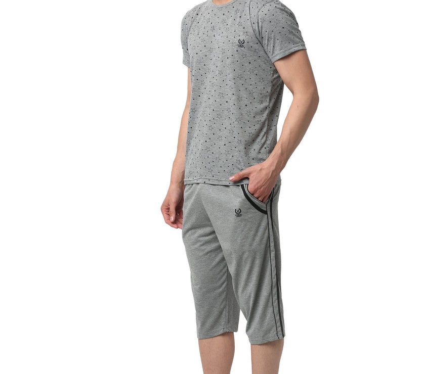 Mack Jonney Silver Silver Night Suit For Men's