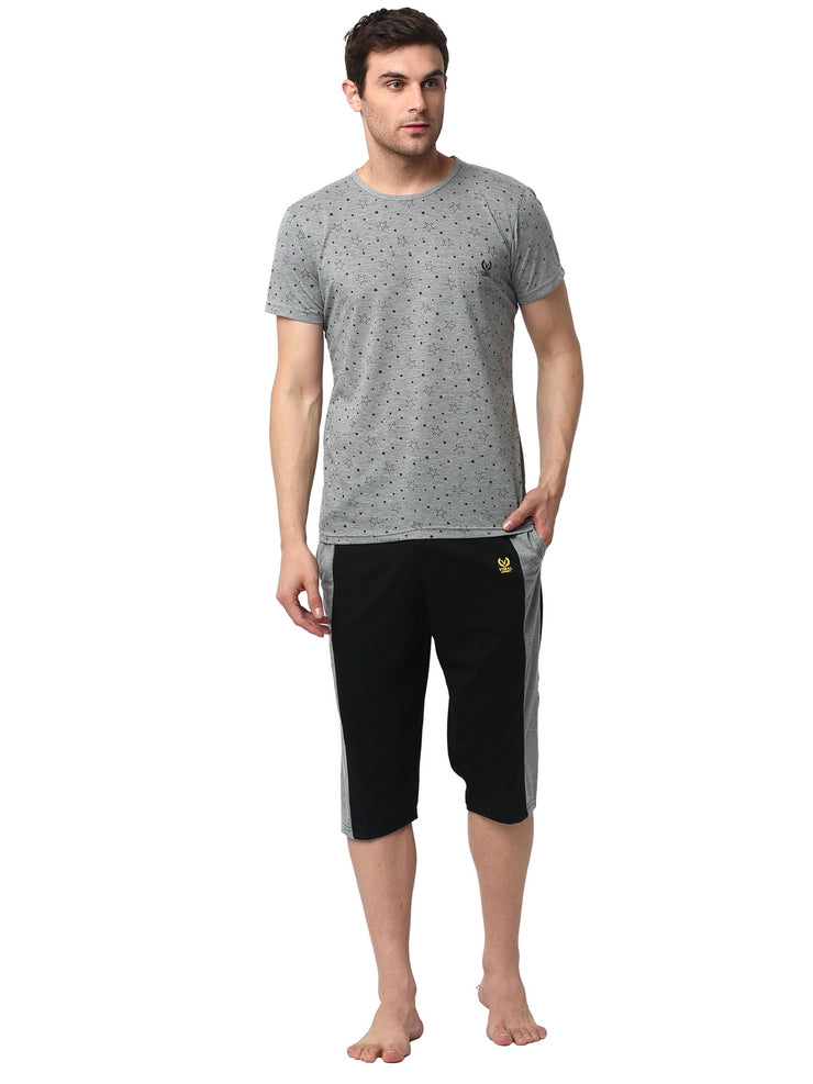 Mack Jonney Silver Black Night Suit For Men's