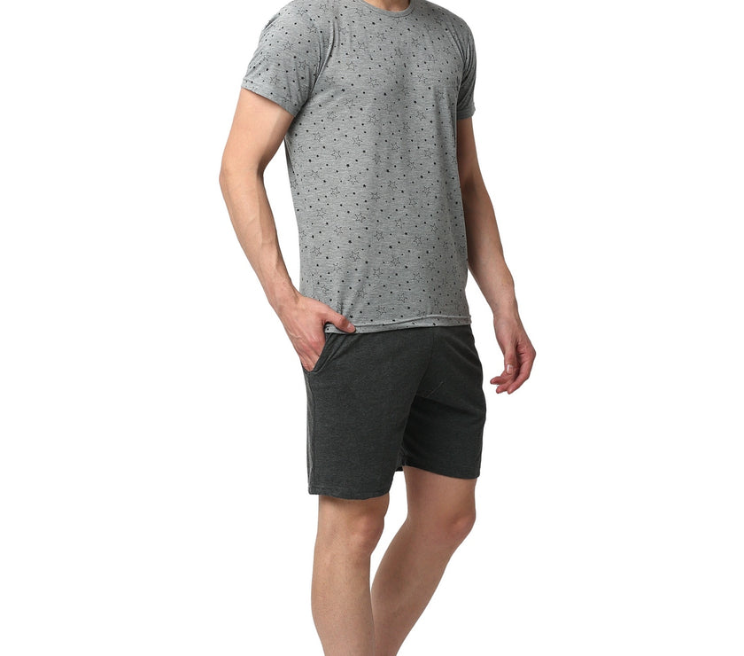 Mack Jonney Silver Grey Night Suit For Men's