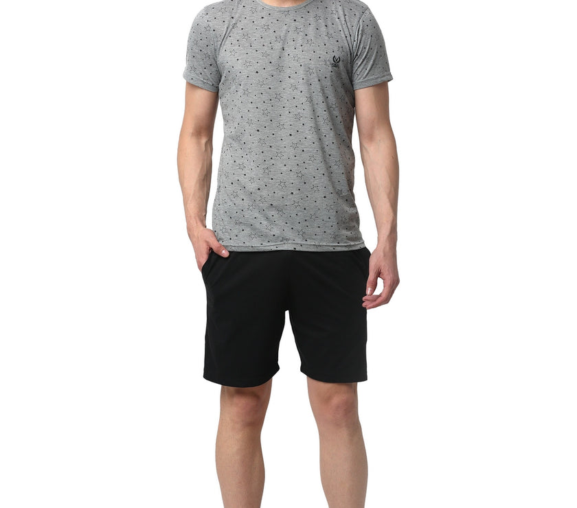 Mack Jonney Silver Black Night Suit For Men's