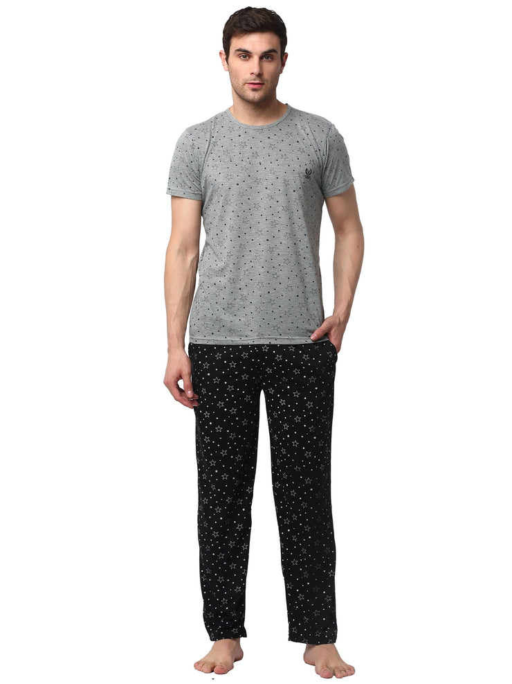 Mack Jonney Silver Black Night Suit For Men's