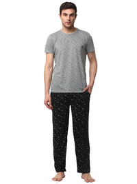 Mack Jonney Silver Black Night Suit For Men's
