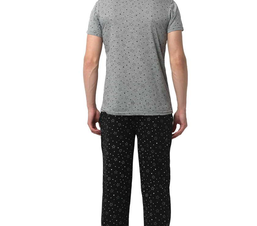 Mack Jonney Silver Black Night Suit For Men's